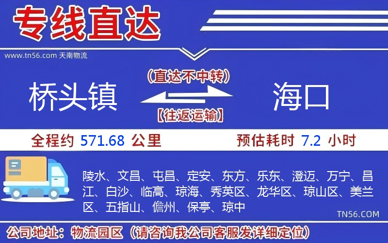 橋頭鎮(zhèn)到海口物流公司