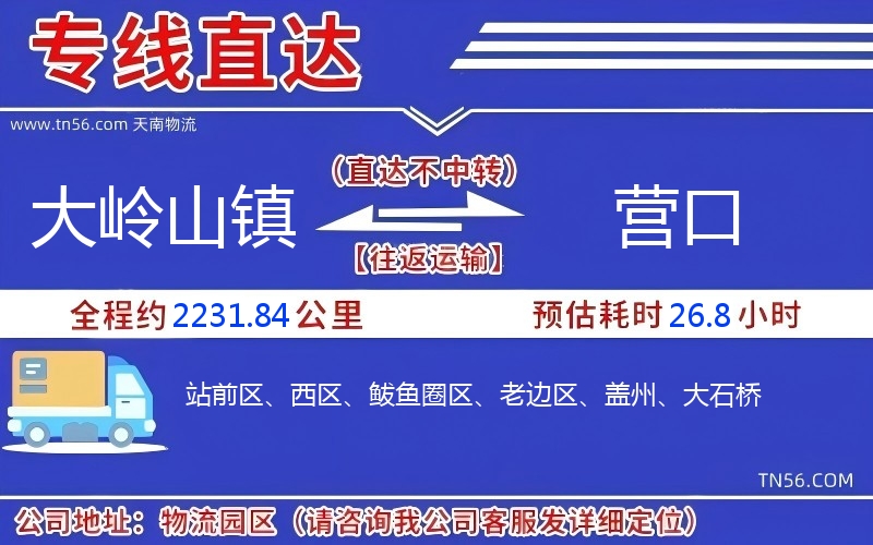 大嶺山鎮(zhèn)到營口物流公司