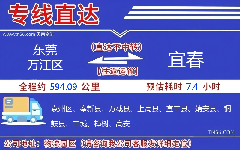東莞萬江區(qū)到宜春物流公司