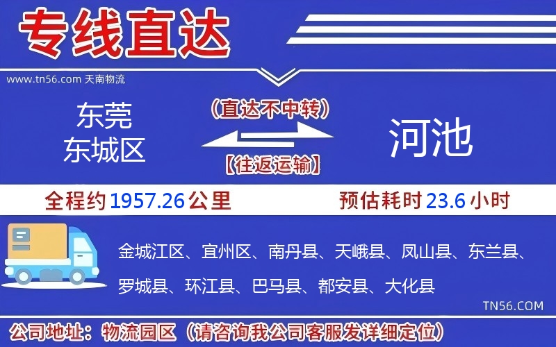東莞東城區(qū)到河池物流公司